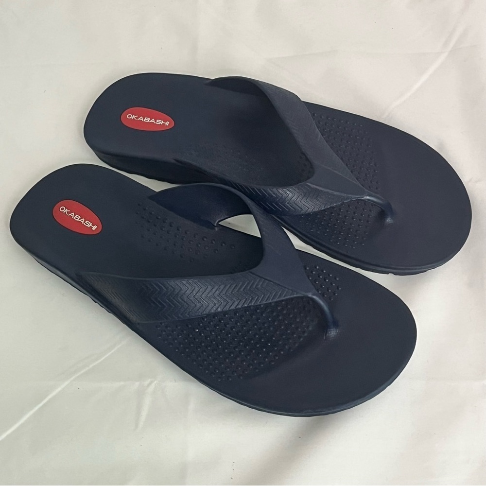 Okabashi Men's Navy Blue Comfortable Durable Flip-Flop Sandals Made IN USA Sz XL